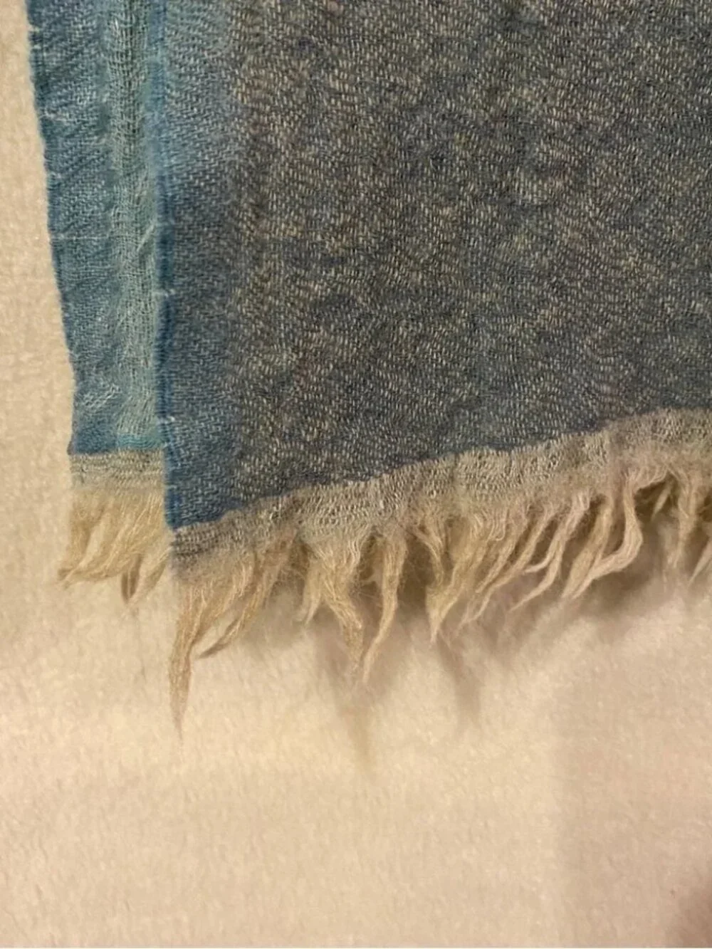 Iosis Paris Yves Delorme blue 100% woven wool 49